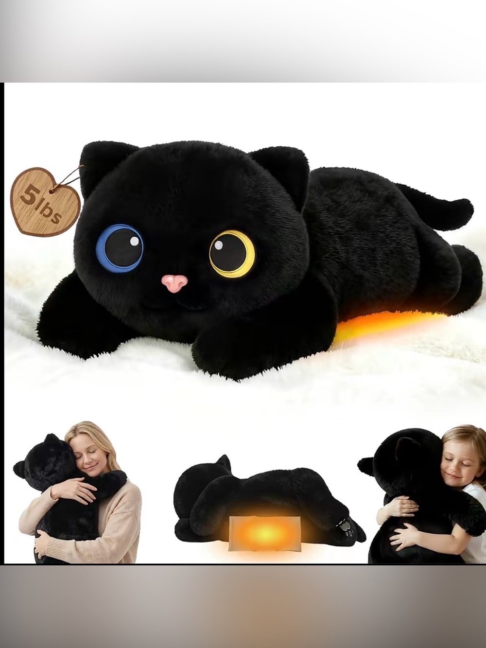 Plush Black Cat Pet Heating Pad